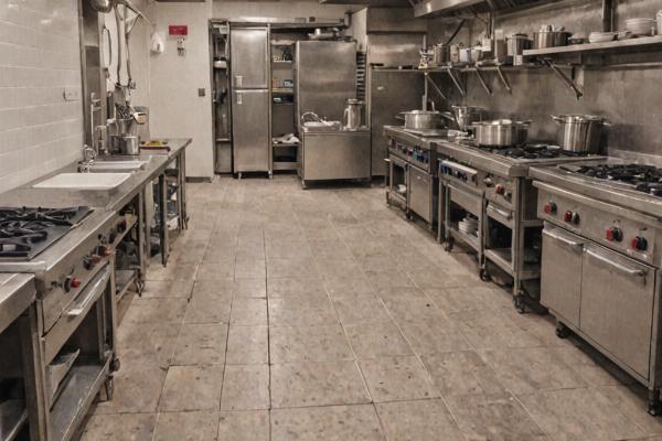 Restaurant kitchen floor cleaning